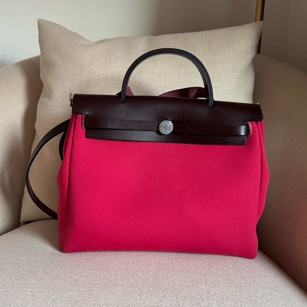 Hermes Herbag Zip 31 Bag Rose Shocking Berline Canvas